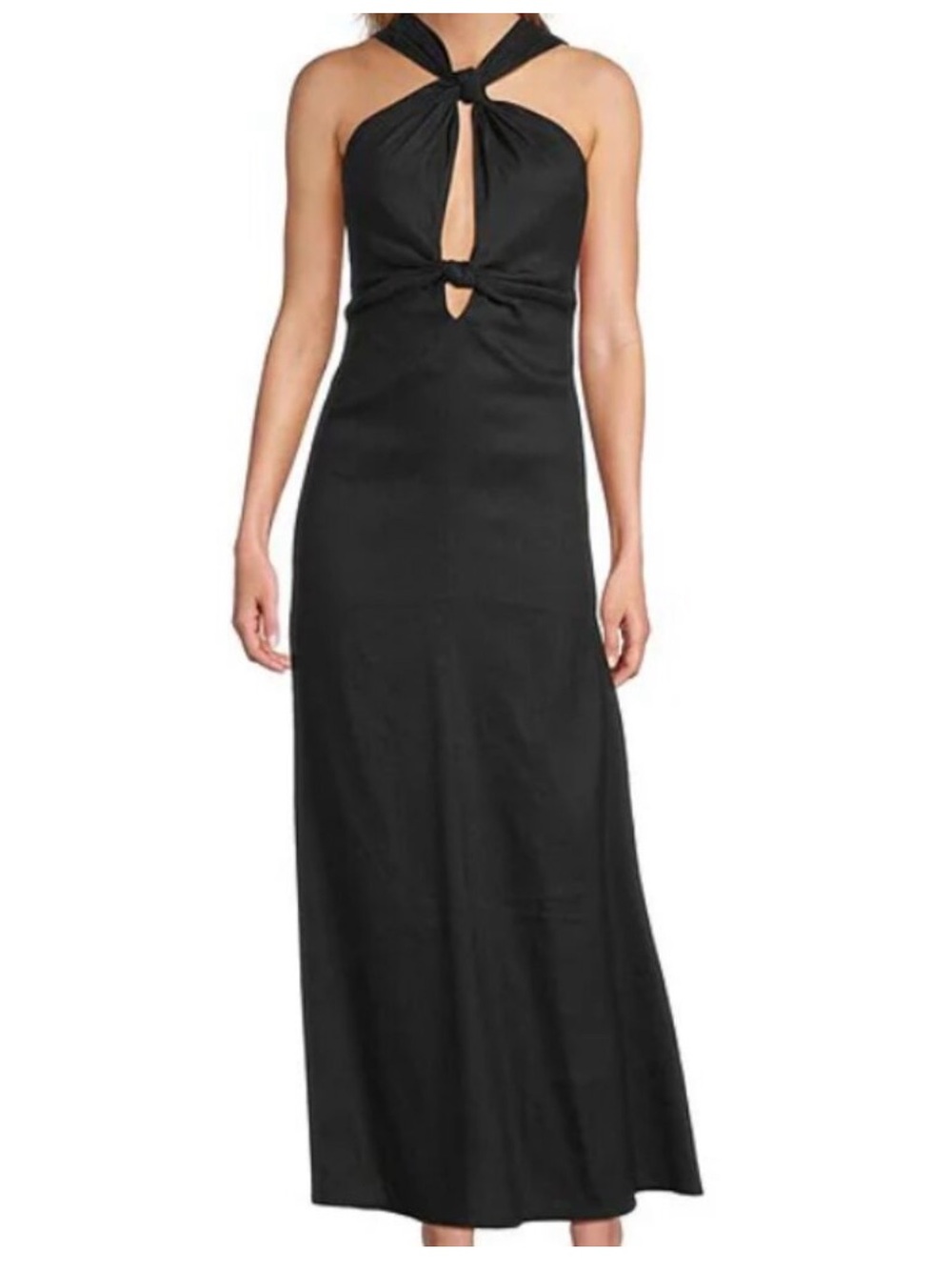 Antonio Melani Black Halter Keyhole Maxi Dress